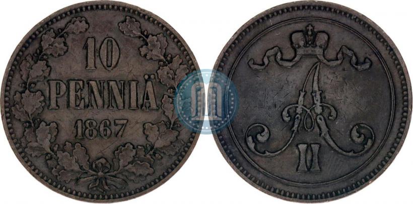 Фото 10 пенни 1867 года  