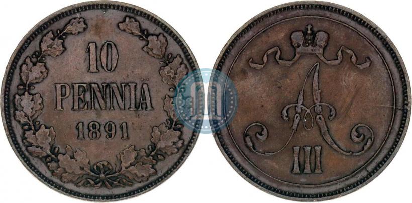 Picture 10 pennia 1891 year  