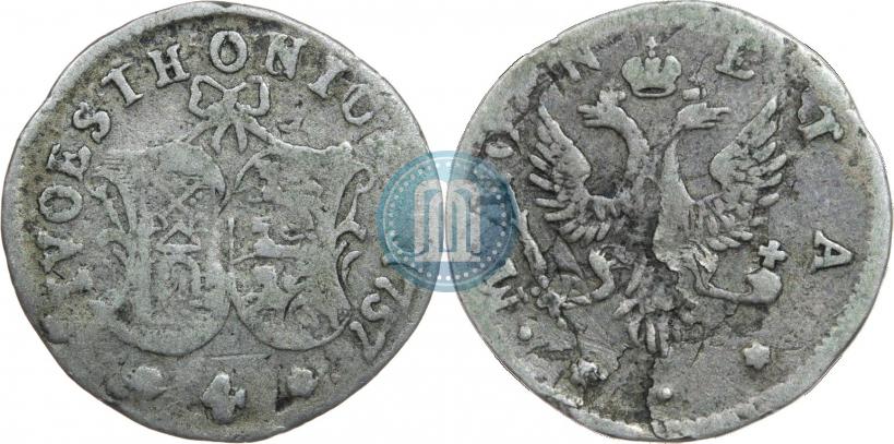 Picture 4 kopecks 1757 year  "For Livonia"