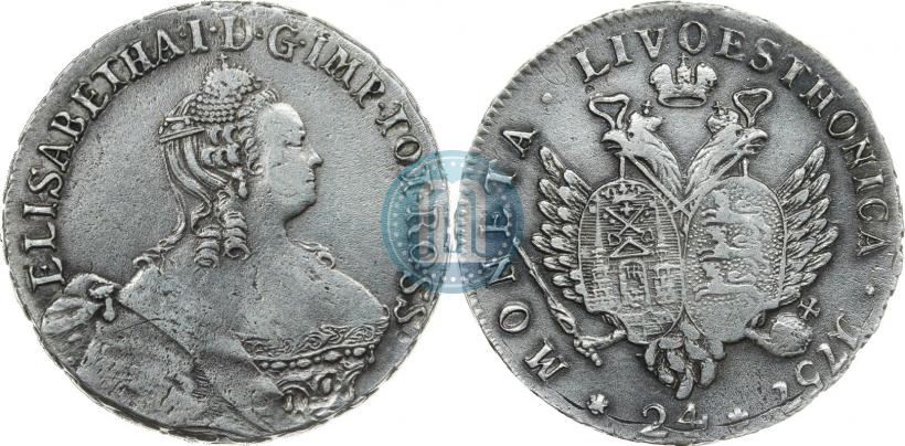 Picture 24 kopecks 1757 year  "For Livonia"