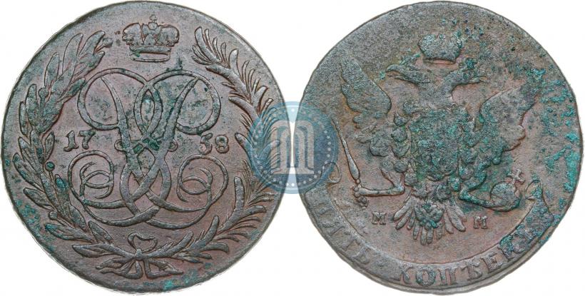 Picture 5 kopecks 1758 year ММ 