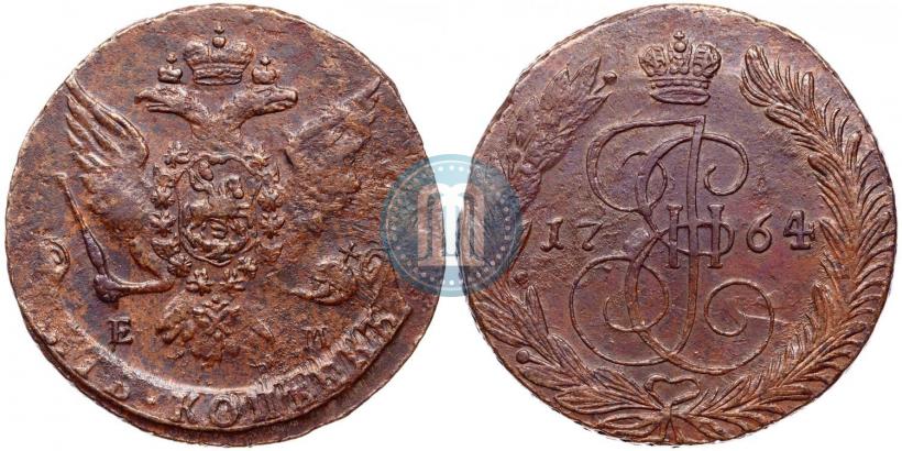 Фото 5 копеек 1764 года ЕМ 