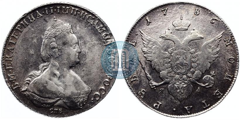 Фото 1 рубль 1786 года СПБ-ЯА 