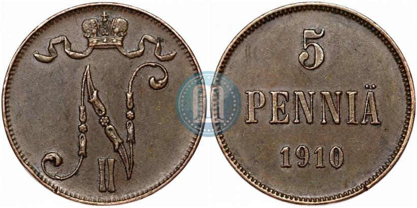 Фото 5 пенни 1910 года  