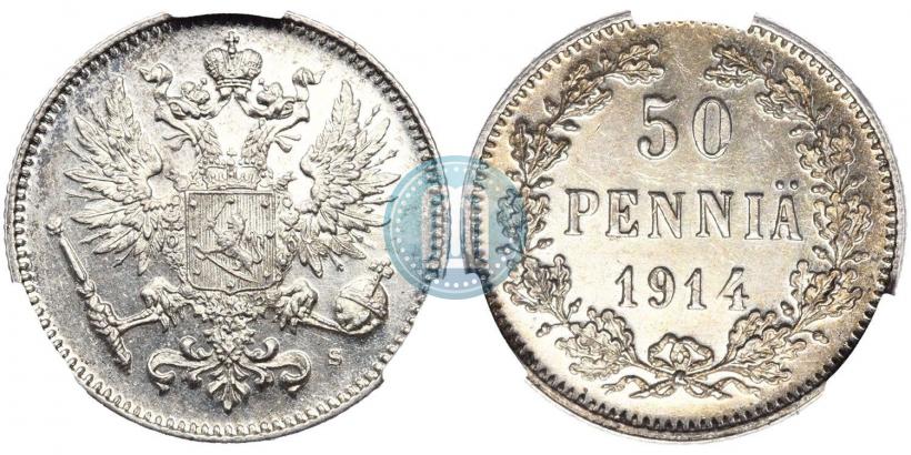 Фото 50 пенни 1914 года S 