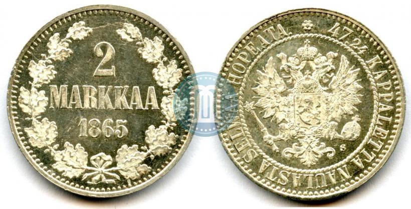 Picture 2 markkaa 1865 year S 