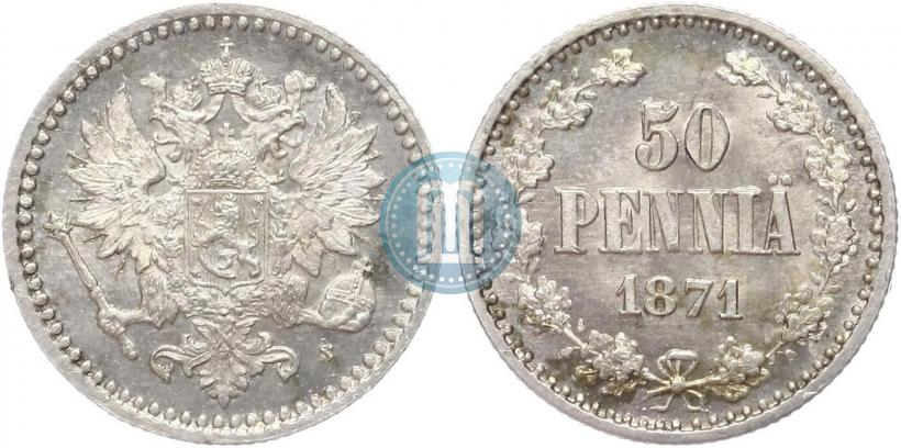 Фото 50 пенни 1871 года S 