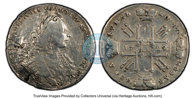 Фото 1 рубль 1729 года  "Тип 1727"