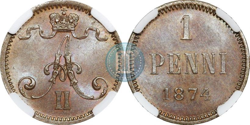 Фото 1 пенни 1874 года  