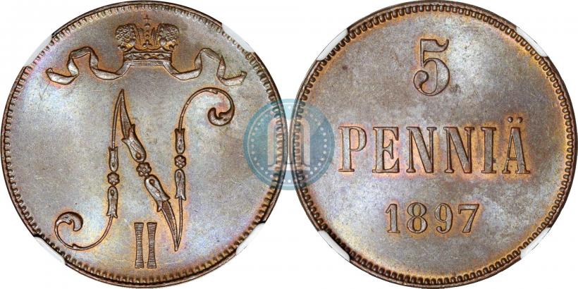 Фото 5 пенни 1897 года  