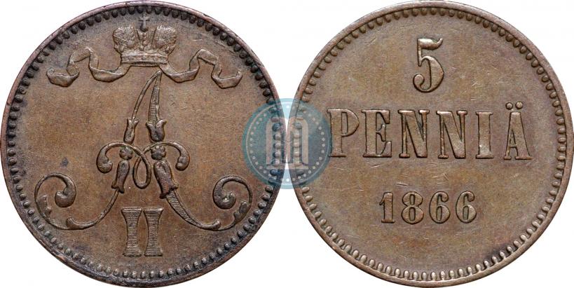 Фото 5 пенни 1866 года  