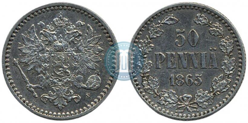 Фото 50 пенни 1865 года S 