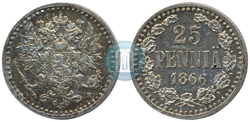 Фото 25 пенни 1866 года S 