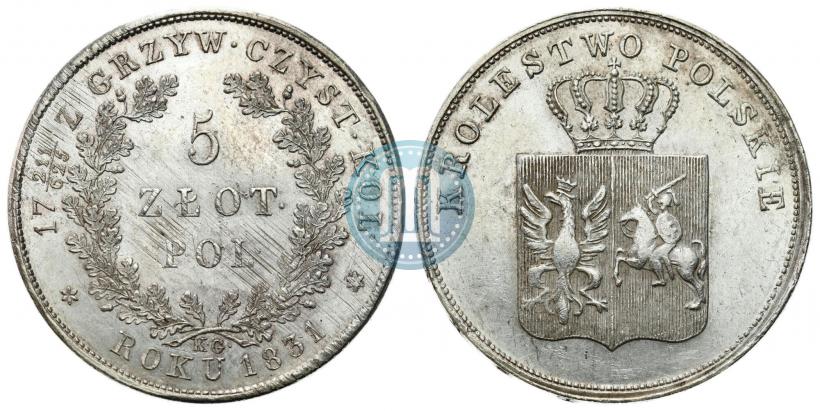 Фото 5 злотых 1831 года KG "Польское восстание"