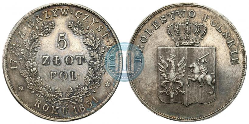 Фото 5 злотых 1831 года KG "Польское восстание"