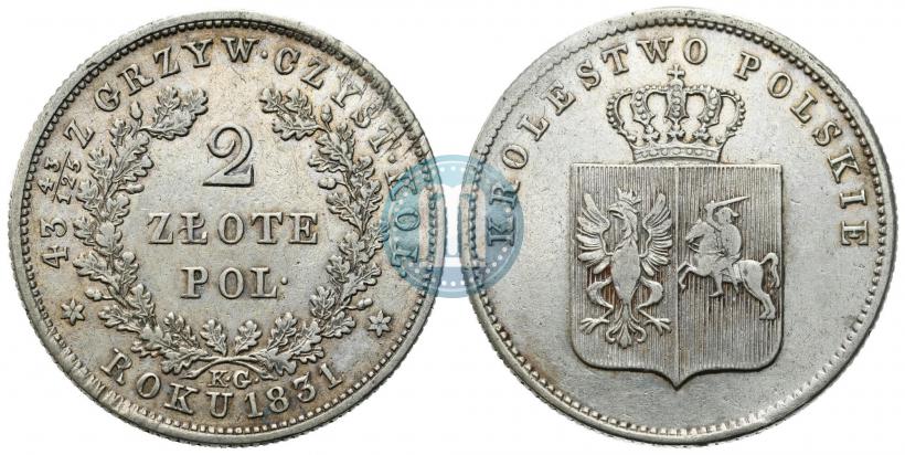 Фото 2 злотых 1831 года KG "Польское восстание"