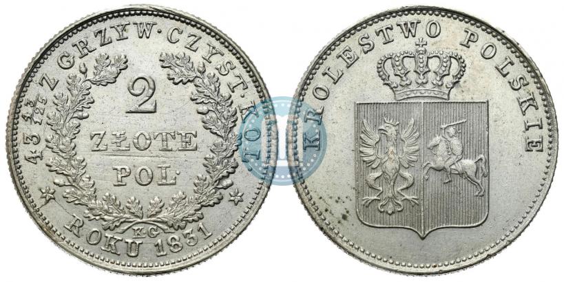 Фото 2 злотых 1831 года KG "Польское восстание"
