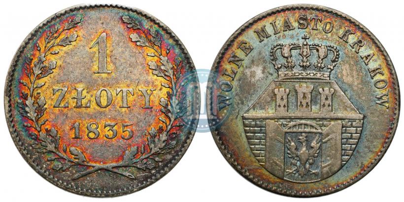 Фото 1 злотый 1835 года  "Свободный город Краков"