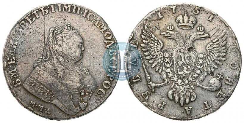 Фото 1 рубль 1751 года ММД 