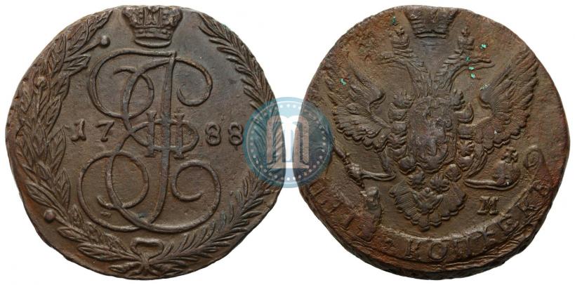 Фото 5 копеек 1788 года ЕМ 