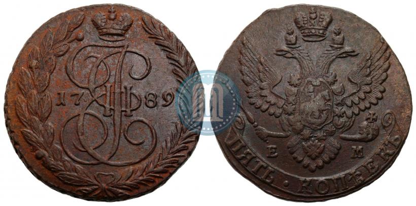 Фото 5 копеек 1789 года ЕМ 