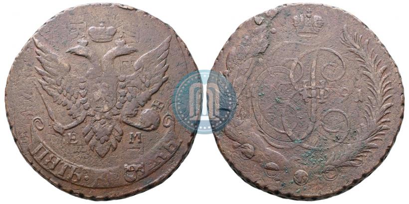 Picture 5 kopecks 1791 year ЕМ "Paul's restrike"