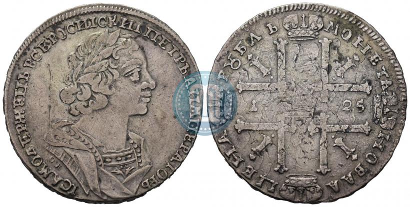 Фото 1 рубль 1725 года OK "Портрет в античных доспехах"