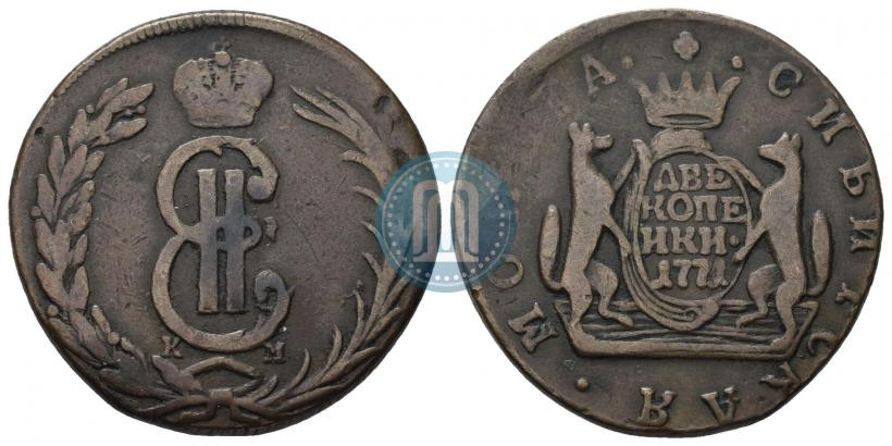 Фото 2 копейки 1771 года КМ 
