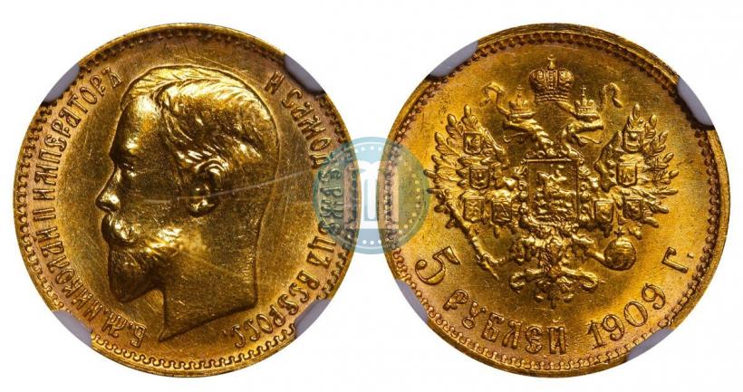 Picture 5 roubles 1909 year (ЭБ) 