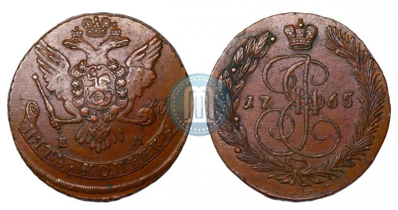 Picture 5 kopecks 1765 year ЕМ 