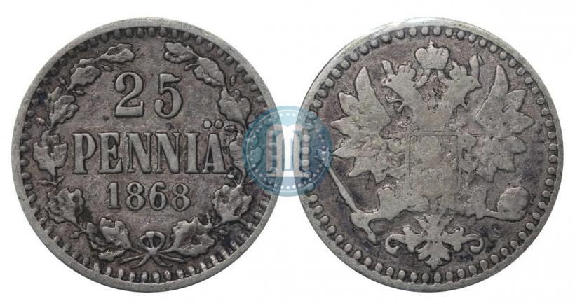 Фото 25 пенни 1868 года S 
