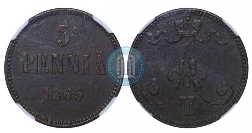 Фото 5 пенни 1865 года  