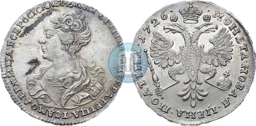 Фото Полтина 1726 года  "Московский тип, портрет влево"