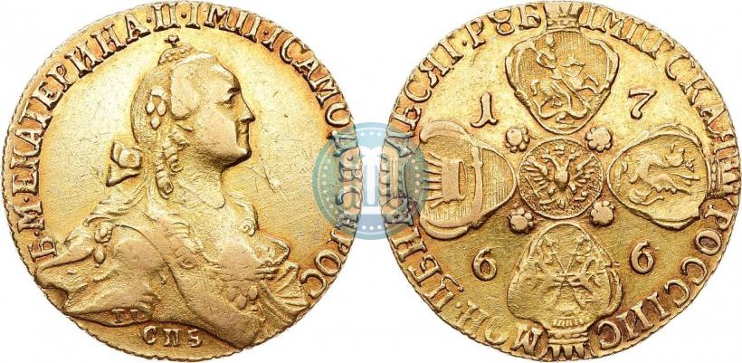 Фото 10 рублей 1766 года СПБ 