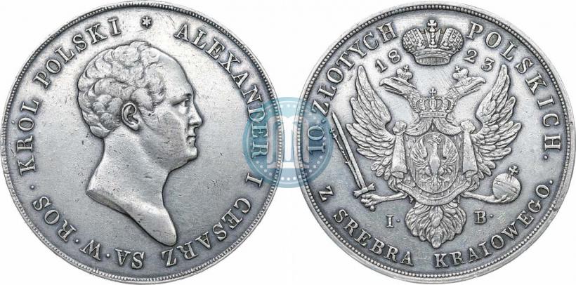 Picture 10 złotych 1823 year IB 