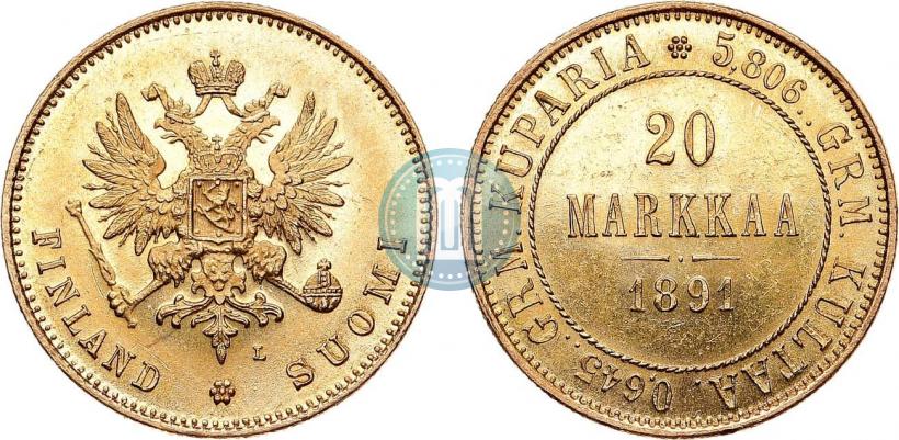 Picture 20 markkaa 1891 year L 