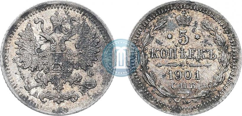 Picture 5 kopecks 1901 year СПБ-АР 