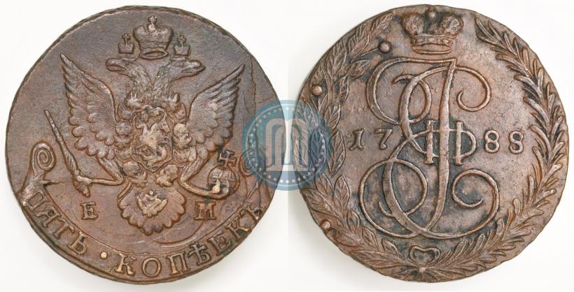 Picture 5 kopecks 1788 year ЕМ 