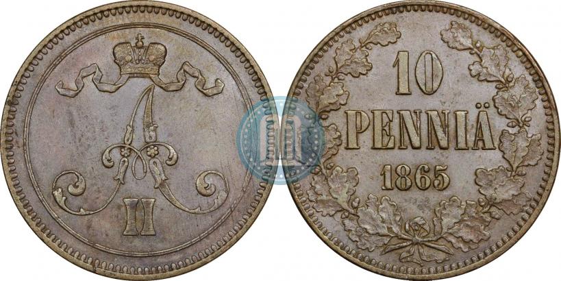 Picture 10 pennia 1865 year  