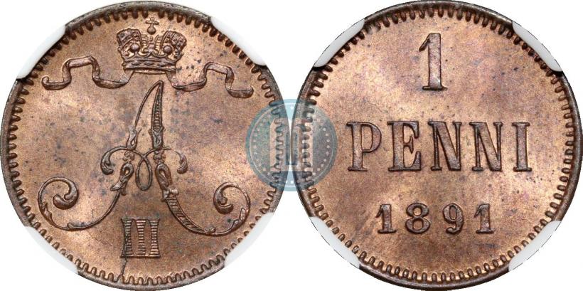 Фото 1 пенни 1891 года  