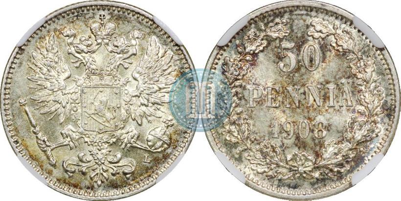 Фото 50 пенни 1908 года L 