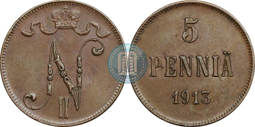 Picture 5 pennia 1913 year  