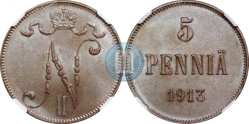 Picture 5 pennia 1913 year  