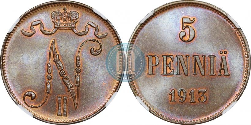 Picture 5 pennia 1913 year  
