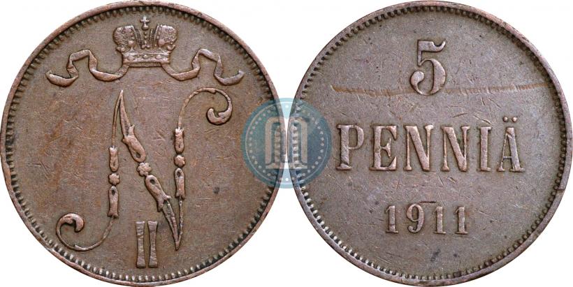 Picture 5 pennia 1911 year  