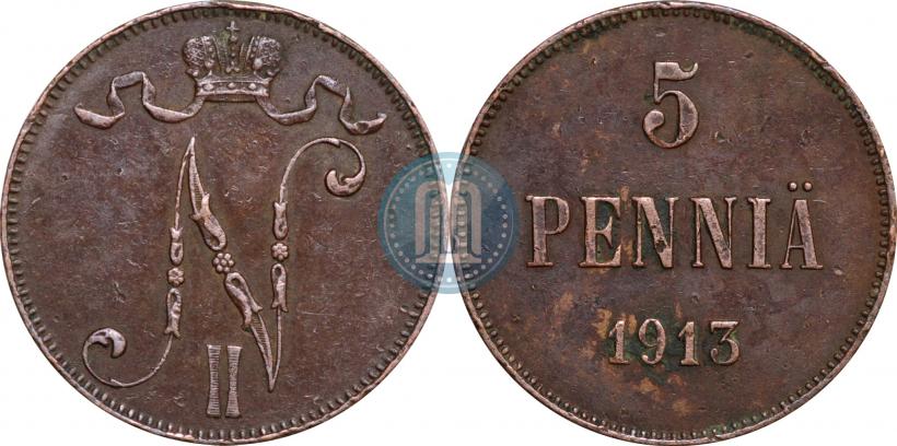 Picture 5 pennia 1913 year  