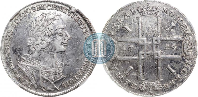 Фото 1 рубль 1724 года  "Портрет в античных доспехах"