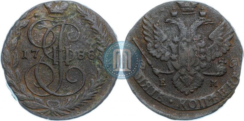 Фото 5 копеек 1788 года ЕМ 
