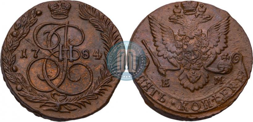 Фото 5 копеек 1784 года ЕМ 