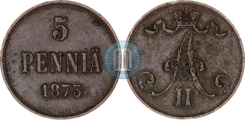 Фото 5 пенни 1873 года  